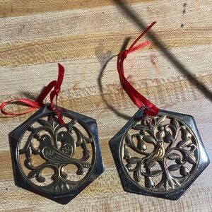 Two Vintage Reed & Barton 12 Days of Christmas Ornaments